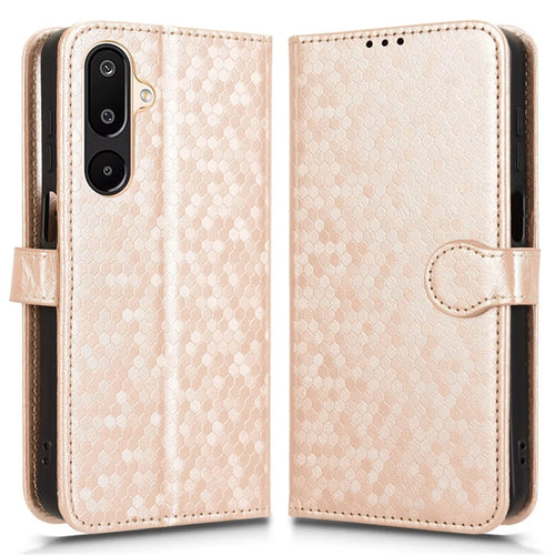 For Samsung Galaxy M16 5G  /  F16 5G Wallet Case Dot Pattern Imprint PU Leather Phone Cover - Rose Gold - 1