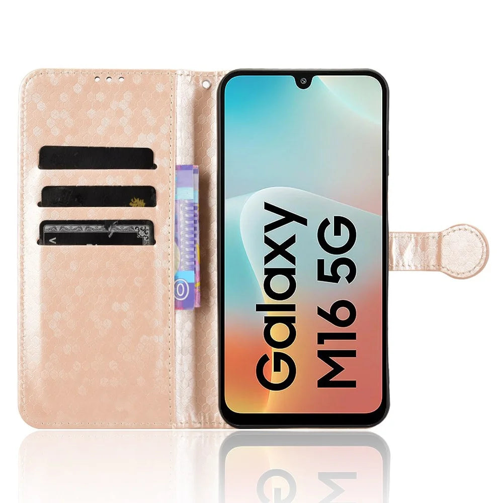 For Samsung Galaxy M16 5G  /  F16 5G Wallet Case Dot Pattern Imprint PU Leather Phone Cover - Rose Gold - 2