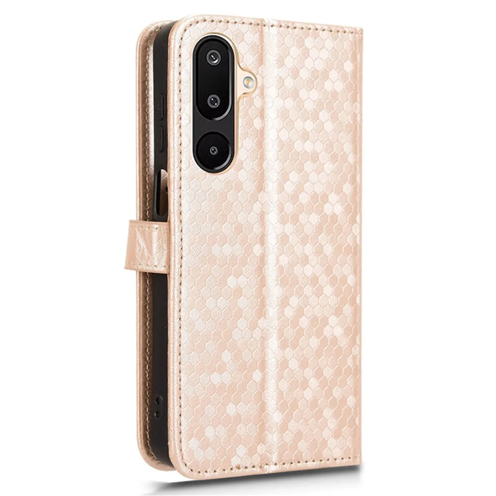 For Samsung Galaxy M16 5G  /  F16 5G Wallet Case Dot Pattern Imprint PU Leather Phone Cover - Rose Gold - 7