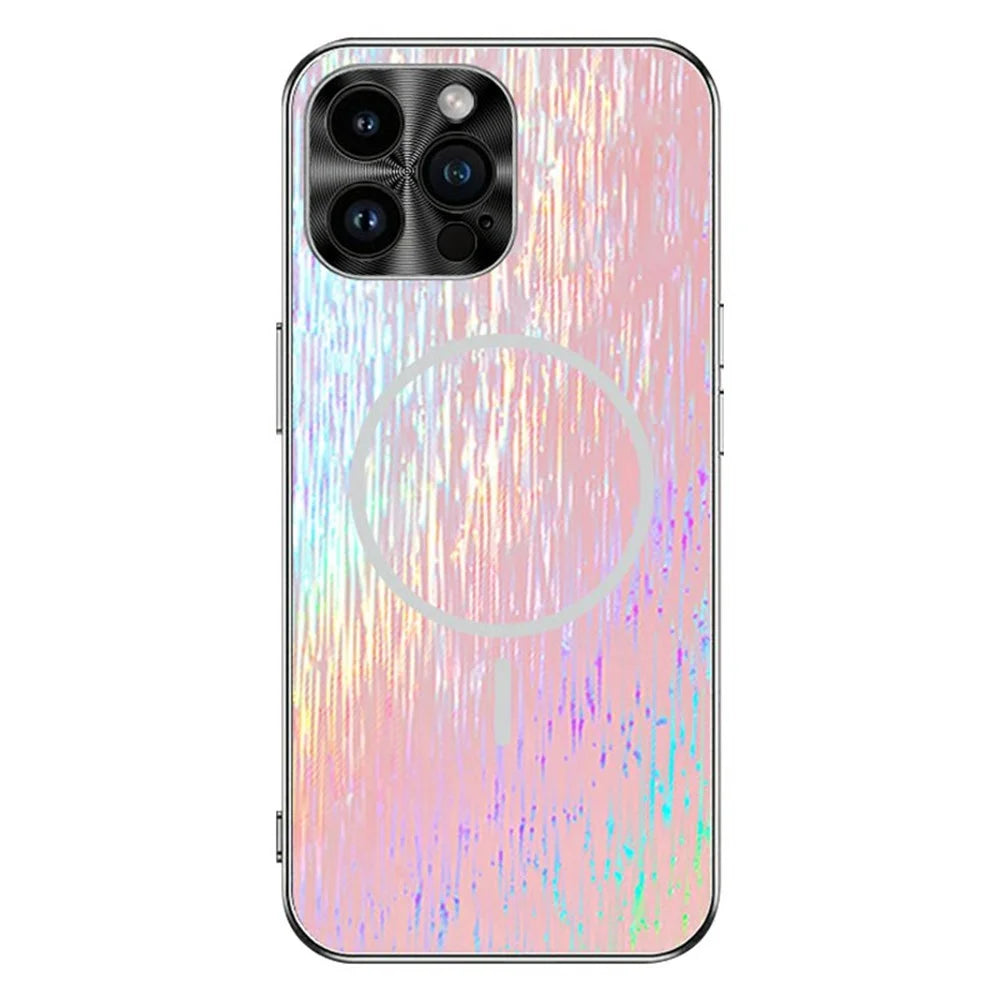 For iPhone 14 Pro Max Magnetic Case Dazzling Shockproof Ultra Slim PC Phone Back Cover - Pink - 1