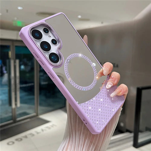 For Samsung Galaxy S25 Ultra Magnetic Case Mirror Surface TPU + PC Shockproof Phone Cover - Purple - 1