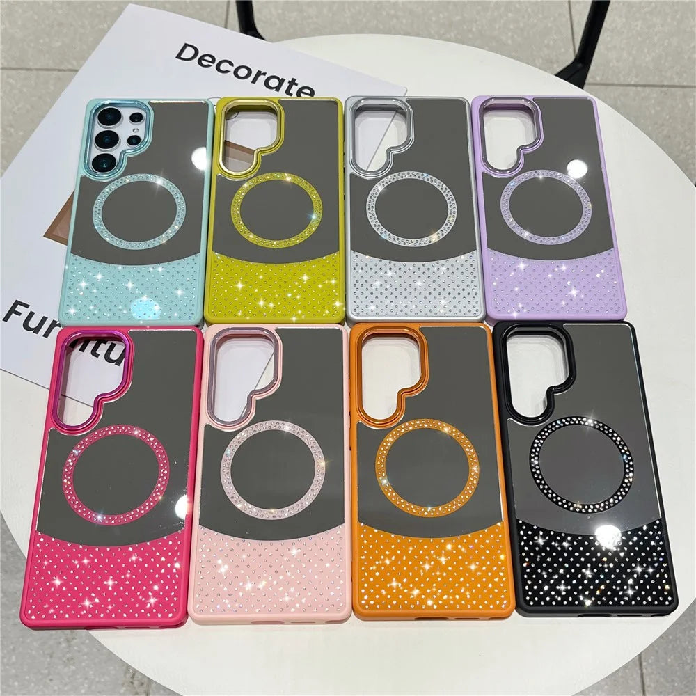 For Samsung Galaxy S25 Ultra Magnetic Case Mirror Surface TPU + PC Shockproof Phone Cover - Purple - 4