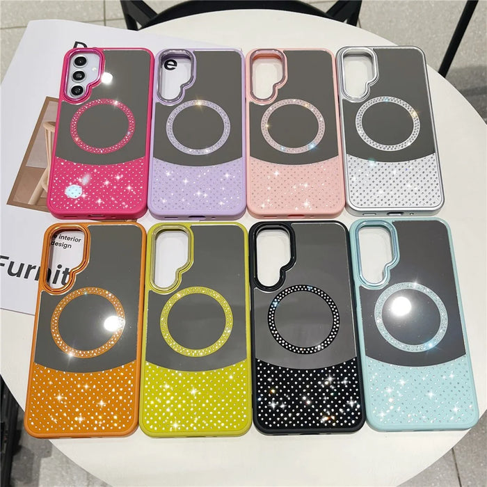 For Samsung Galaxy A36 5G / A56 5G Magnetic Case Mirror Surface TPU + PC Shockproof Phone Cover - Black - 4