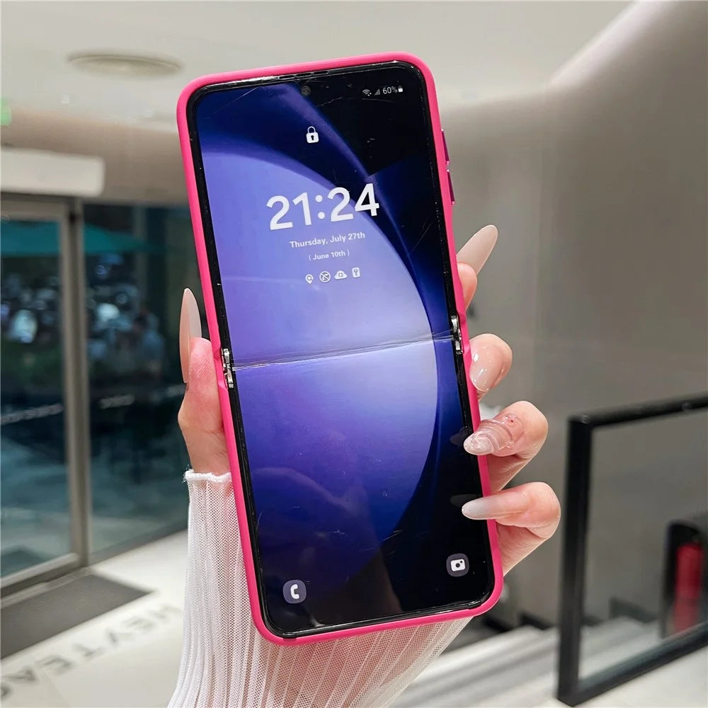 For Samsung Galaxy Z Flip7 FE 5G / Z Flip6 5G Magnetic Case Mirror Surface TPU + PC Shockproof Phone Cover - Rose - 2