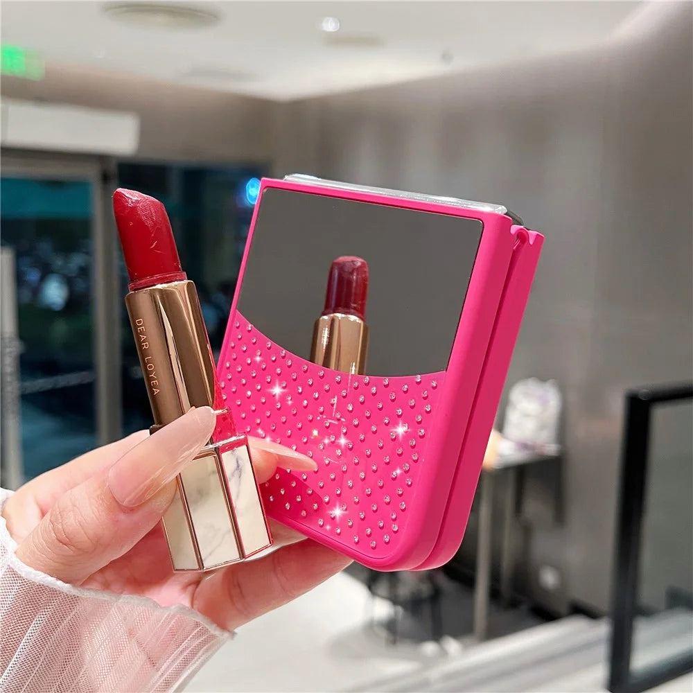 For Samsung Galaxy Z Flip7 FE 5G / Z Flip6 5G Case Mirror Surface TPU + PC Shockproof Phone with Metal Lens Frame - Rose - 4