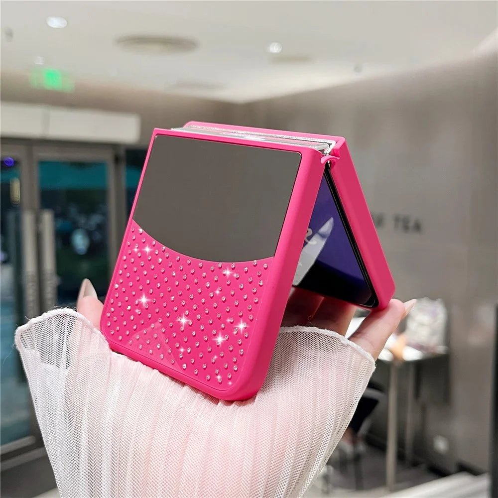 For Samsung Galaxy Z Flip7 FE 5G / Z Flip6 5G Case Mirror Surface TPU + PC Shockproof Phone with Metal Lens Frame - Rose - 6