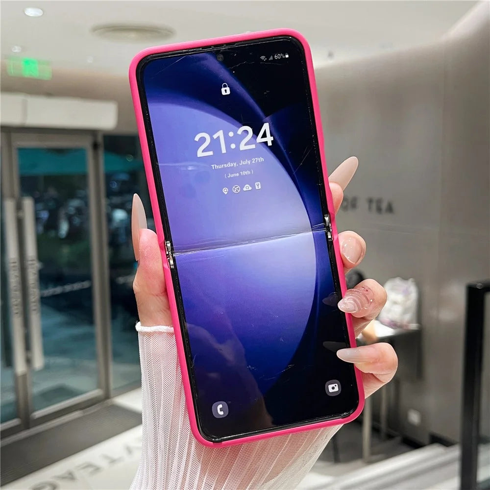For Samsung Galaxy Z Flip7 FE 5G / Z Flip6 5G Case Mirror Surface TPU + PC Shockproof Phone with Metal Lens Frame - Rose - 7