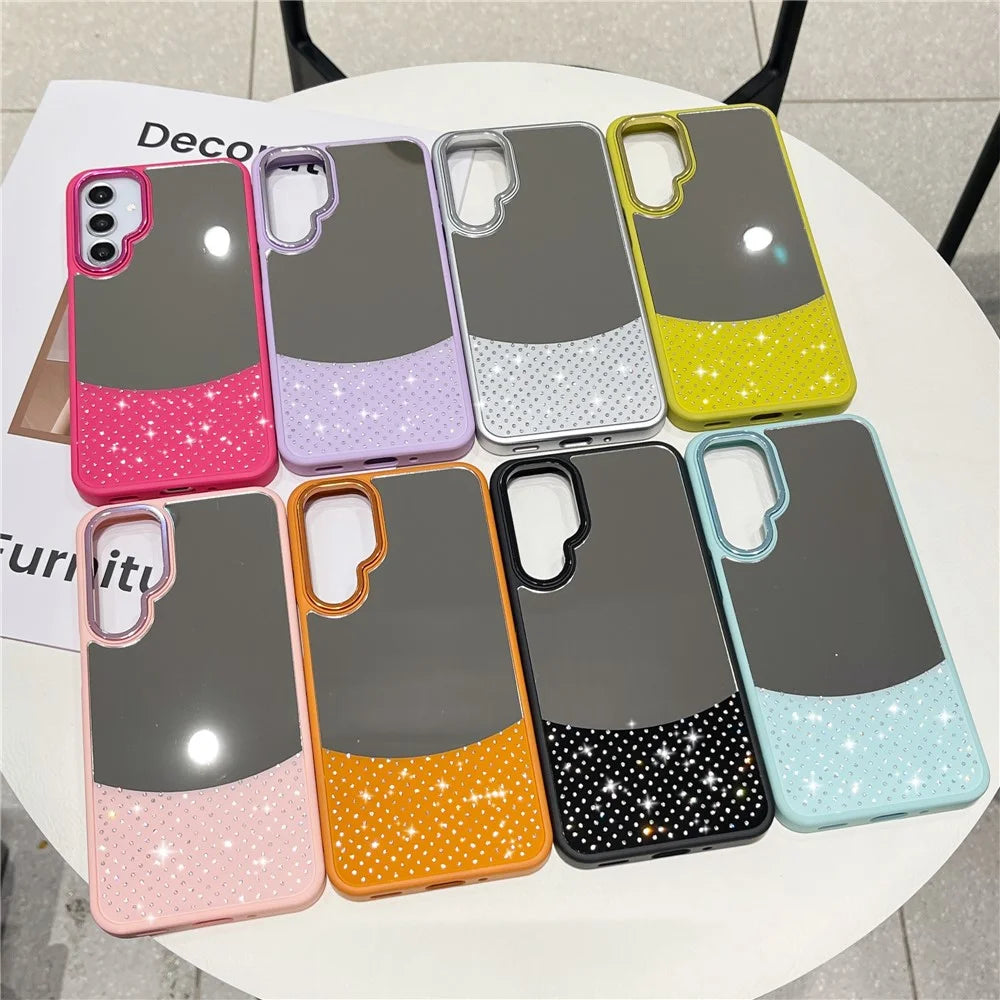For Samsung Galaxy S25 / S24 Case Mirror Surface TPU + PC Shockproof Phone with Metal Lens Frame - Rose - 7