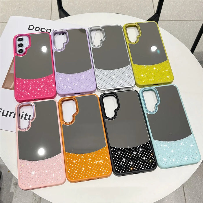 For Samsung Galaxy S25+ / S24+ Case Mirror Surface TPU + PC Shockproof Phone with Metal Lens Frame - Rose - 7