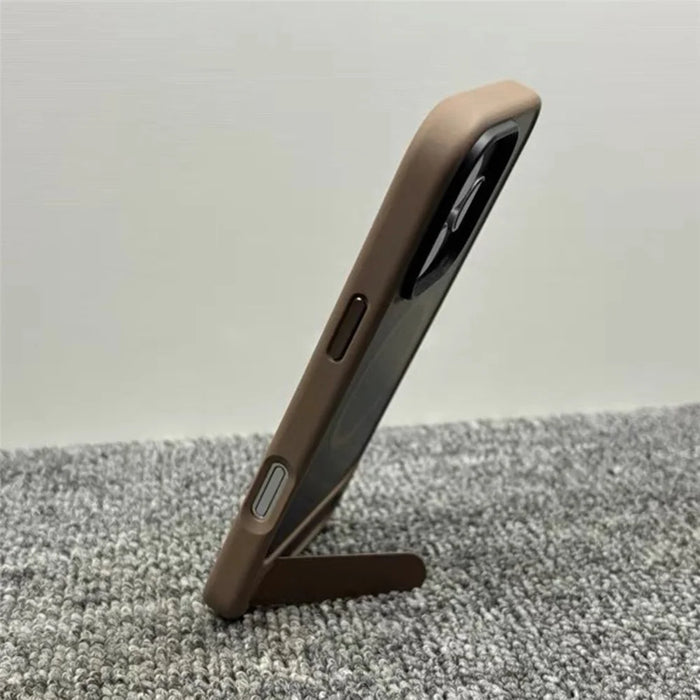 For iPhone 16 Magnetic Case with Kickstand Drop Proof PC + TPU Phone Back Cover - Grey - 3