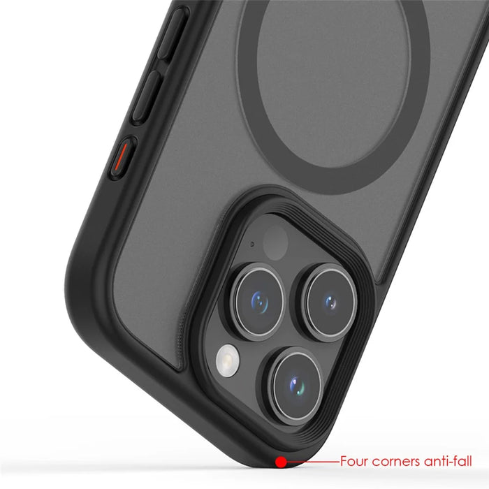 For iPhone 16 Pro Max Magnetic Case with Kickstand Drop Proof PC + TPU Phone Back Cover - Black - 5