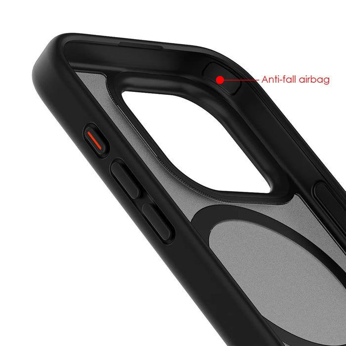 For iPhone 16 Pro Max Magnetic Case with Kickstand Drop Proof PC + TPU Phone Back Cover - Black - 6