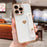 For iPhone 15 Pro Case with Strip Kickstand Electroplating Edge Love Heart Soft TPU Phone Cover - Ivory White - 1