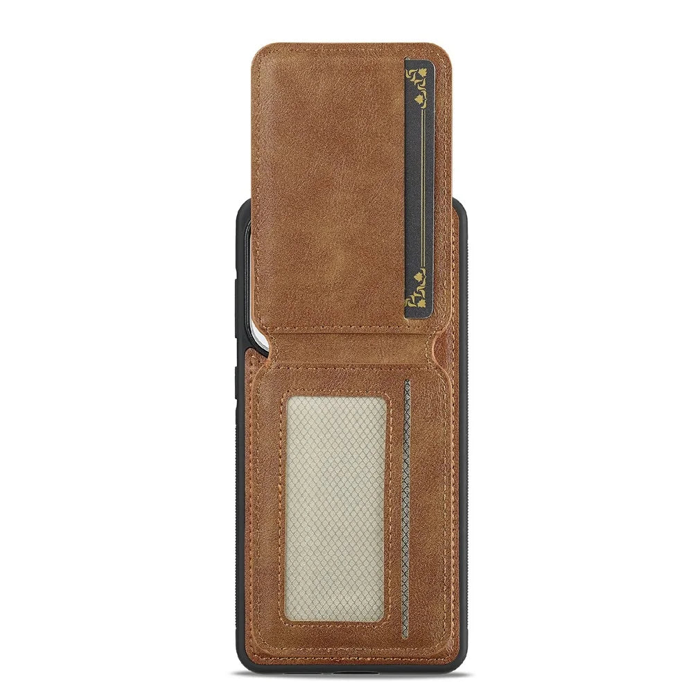 LC.IMEEKE L3 For Samsung Galaxy S25 Edge Magnetic Case Detachable Card Holder Leather TPU Mobile Cover - Brown - 2