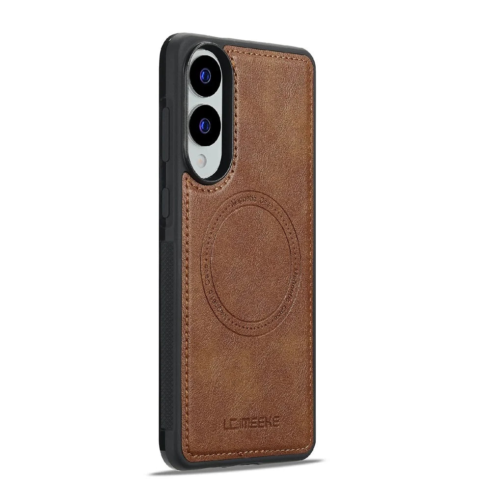 LC.IMEEKE L3 For Samsung Galaxy S25 Edge Magnetic Case Detachable Card Holder Leather TPU Mobile Cover - Brown - 6