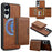 LC.IMEEKE L5 For Samsung Galaxy S25 Edge Magnetic Phone Case Leather Back Cover with Detachable Card Holder - Brown - 1
