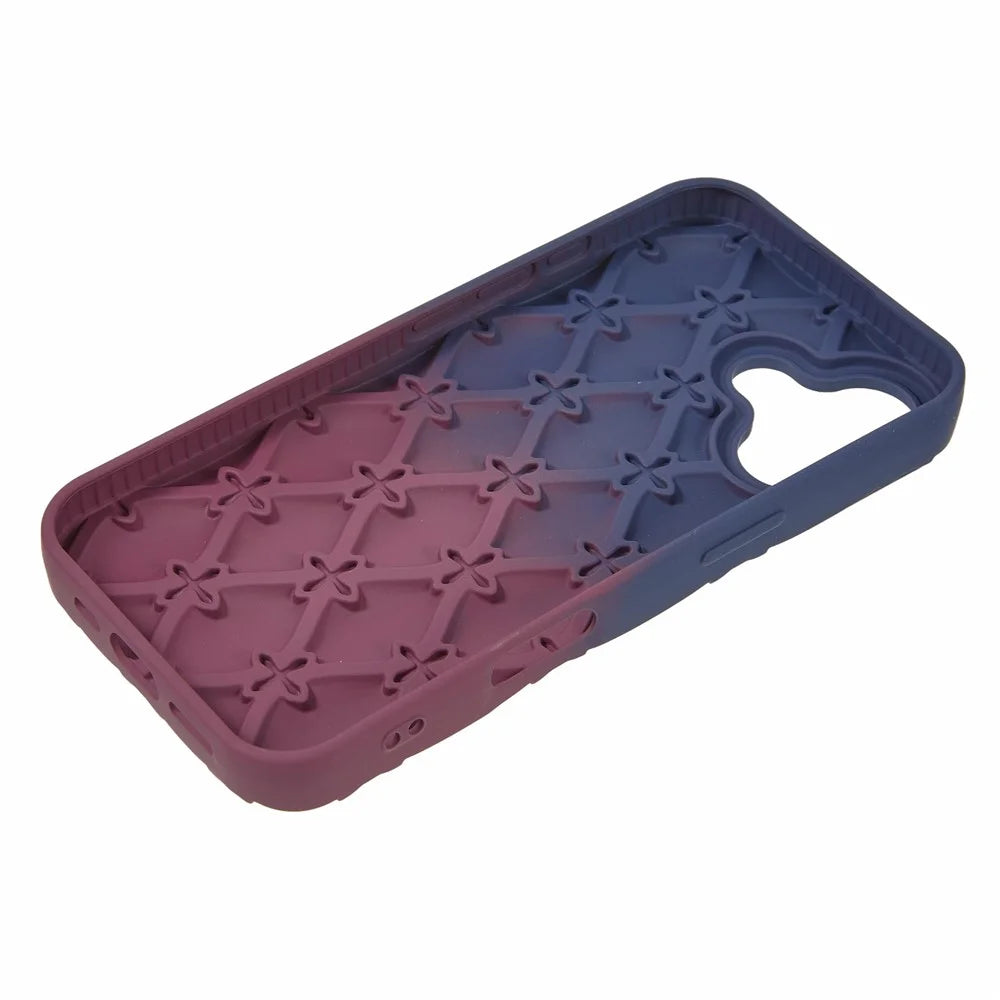 For iPhone 16 Case Rhinestone Decor Rubberized TPU Phone Cover - Sapphire + Wine Red - 4
