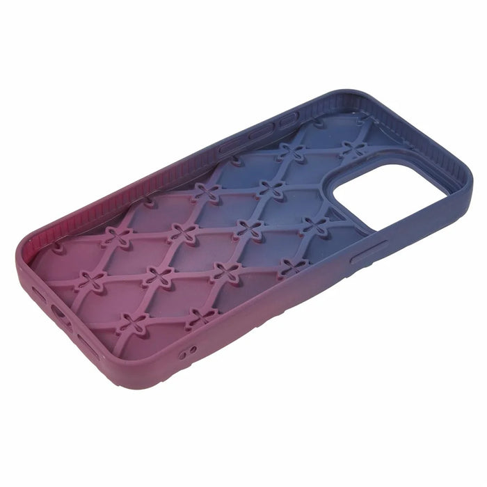 For iPhone 15 Pro Max Case Rhinestone Decor Rubberized TPU Phone Cover - Sapphire + Wine Red - 4