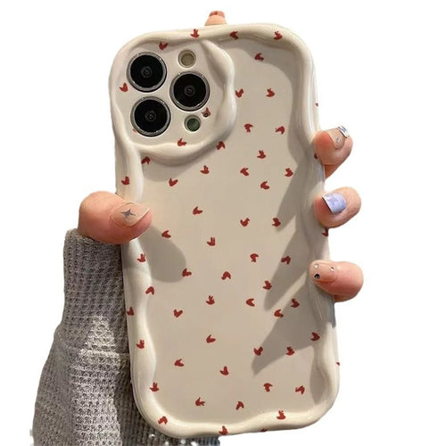For iPhone 15 Pro Case Full Heart Pattern Wavy Edge TPU Phone Cover - 1