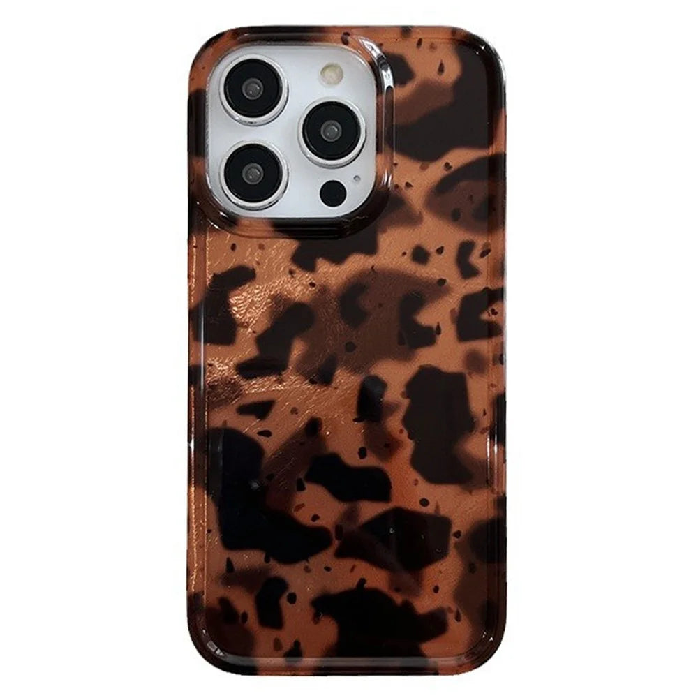 For iPhone 15 Pro Case Amber Leopard Print TPU Phone Cover - 1
