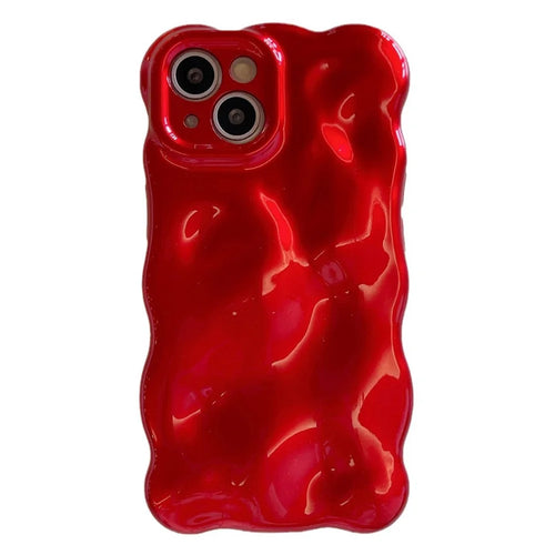 For iPhone 14 Case Christmas Red TPU Wavy Edge Phone Cover - 1