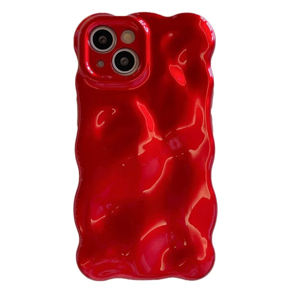 For iPhone 14 Case Christmas Red TPU Wavy Edge Phone Cover - 1