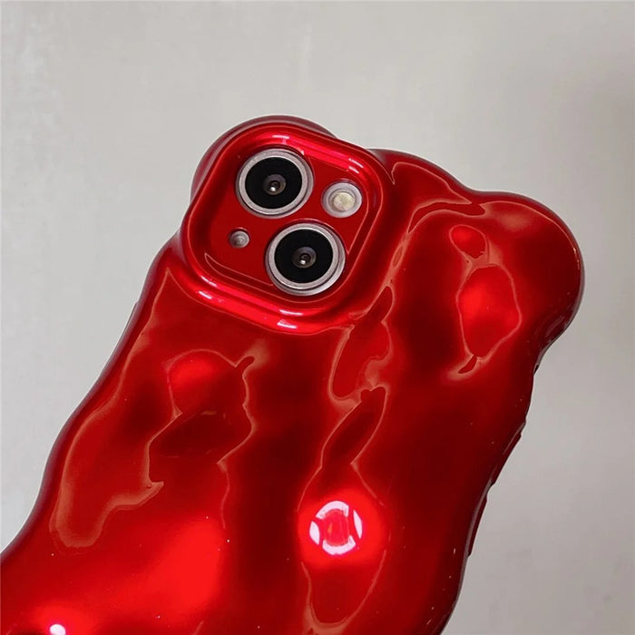 For iPhone 15 Case Christmas Red TPU Wavy Edge Phone Cover - 4