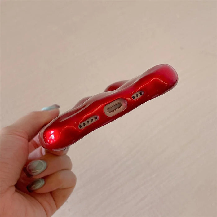 For iPhone 15 Case Christmas Red TPU Wavy Edge Phone Cover - 5