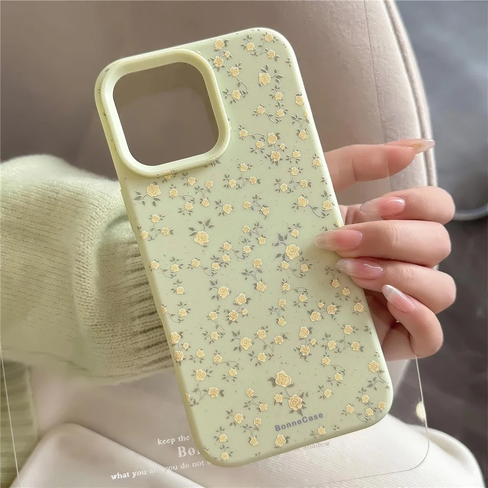 For iPhone 15 Pro Case Floral Pattern Aesthetic TPU Phone Cover - 4