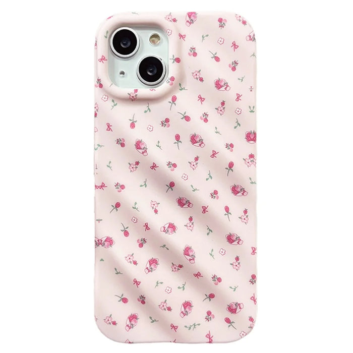 For iPhone 15 Pro Case Pink Floral Pattern TPU Phone Cover - 1