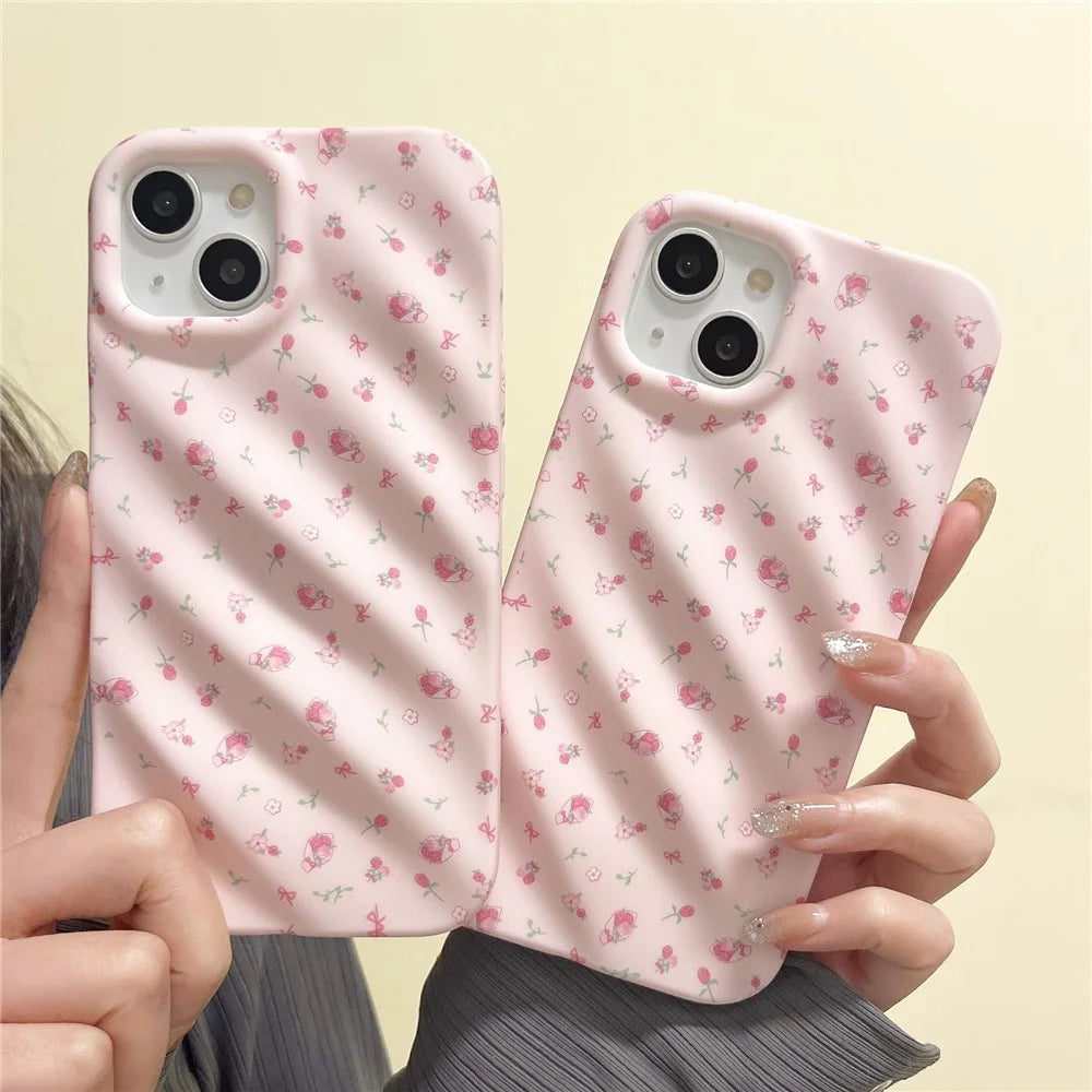 For iPhone 15 Pro Max Case Pink Floral Pattern TPU Phone Cover - 4