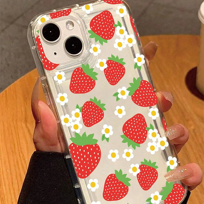 For iPhone 15 Phone Cases Soft TPU Mobile Back Cover with Strawberry Imprinted - 2