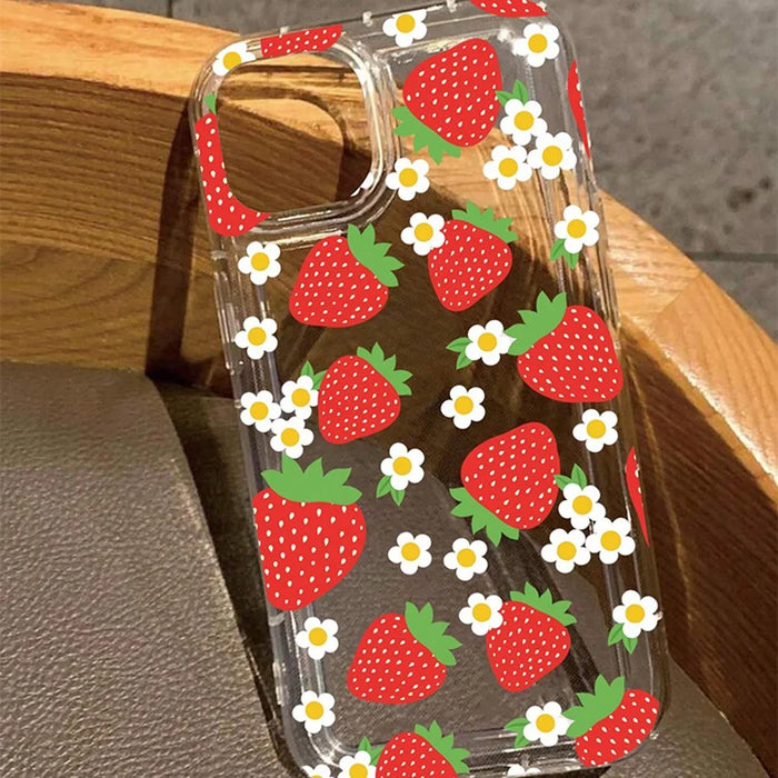 For iPhone 15 Phone Cases Soft TPU Mobile Back Cover with Strawberry Imprinted - 3