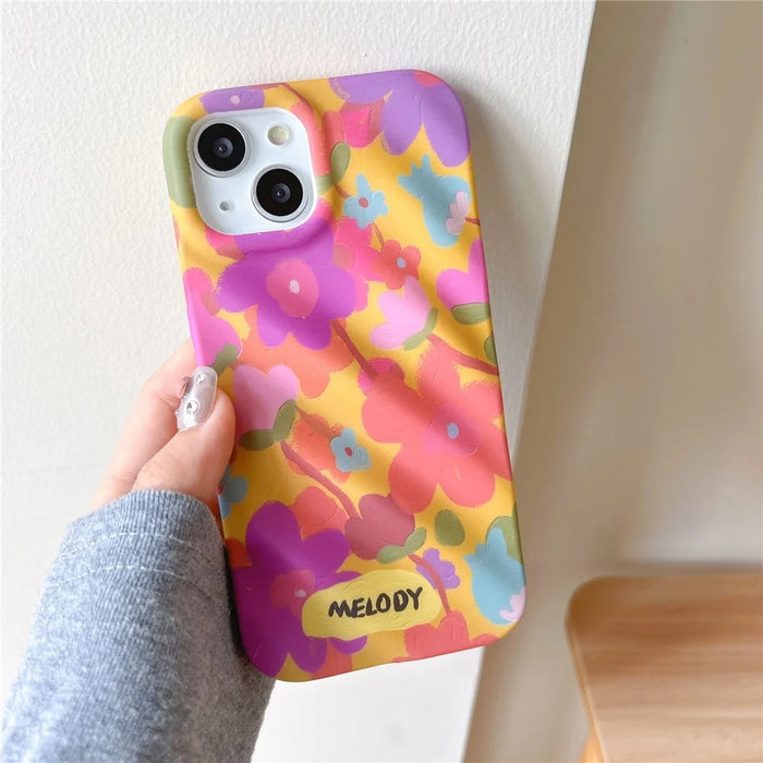For iPhone 15 TPU Cases Colorful Floral Design Mobile Phone Back Cover - 3