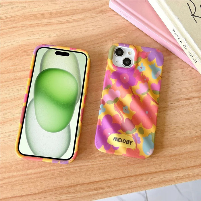 For iPhone 15 TPU Cases Colorful Floral Design Mobile Phone Back Cover - 4