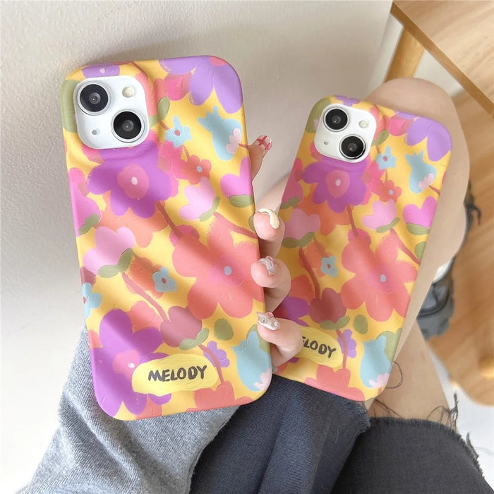 For iPhone 15 TPU Cases Colorful Floral Design Mobile Phone Back Cover - 5