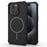 For iPhone 15 Pro Max Magnetic Case Corrugated Texture Heat Dissipation Shockproof TPU + PC Phone Back Cover - Black - 1