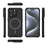 For iPhone 15 Pro Max Magnetic Case Corrugated Texture Heat Dissipation Shockproof TPU + PC Phone Back Cover - Black - 3