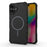 For iPhone 16 Magnetic Case Corrugated Texture Heat Dissipation Shockproof TPU + PC Phone Back Cover - Black - 1