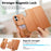 CASENEO For iPhone 16 Magnetic Case RFID Blocking Wallet Detachable Leather Phone Cover with Wristband - Brown - 6