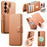 CASENEO For Samsung Galaxy S25+ Magnetic Case RFID Blocking Wallet Detachable Leather Phone Cover with Wristband - Brown - 1