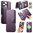 CASENEO For iPhone 16 Pro Magnetic Case RFID Blocking Wallet Detachable Leather Phone Cover with Wristband - Purple - 1