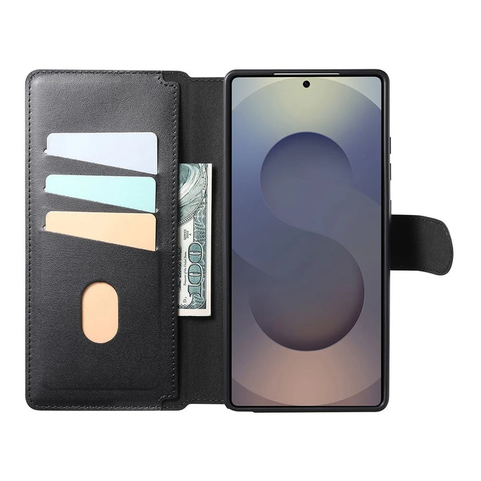 CASENEO For Samsung Galaxy S25 Ultra Magnetic Case RFID Blocking Wallet Detachable Leather Phone Cover with Wristband - Black - 2