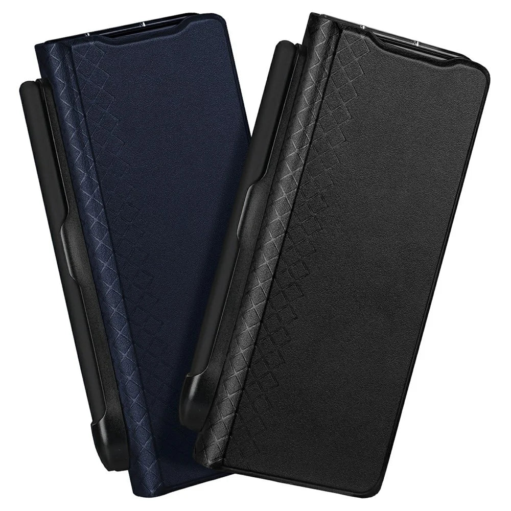 DUX DUCIS Bril Series For Samsung Galaxy Z Fold7 5G Case Leather Stand Phone Cover with Pen Holder - Blue - 3
