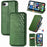 For iPhone 17e / 16e Case Rhombus Imprint PU Leather Wallet Phone Cover - Green - 1