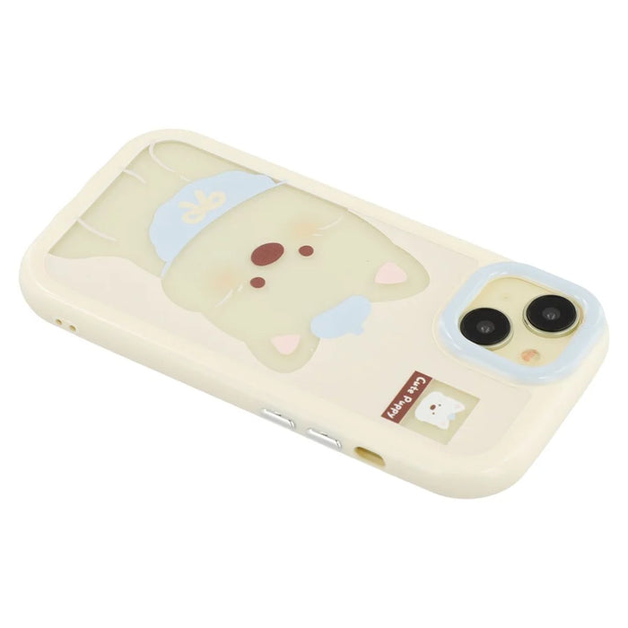 For iPhone 13 Case Pattern Printing TPU + Acrylic Phone Back Cover Large Lens Cutout - White Dog - 5