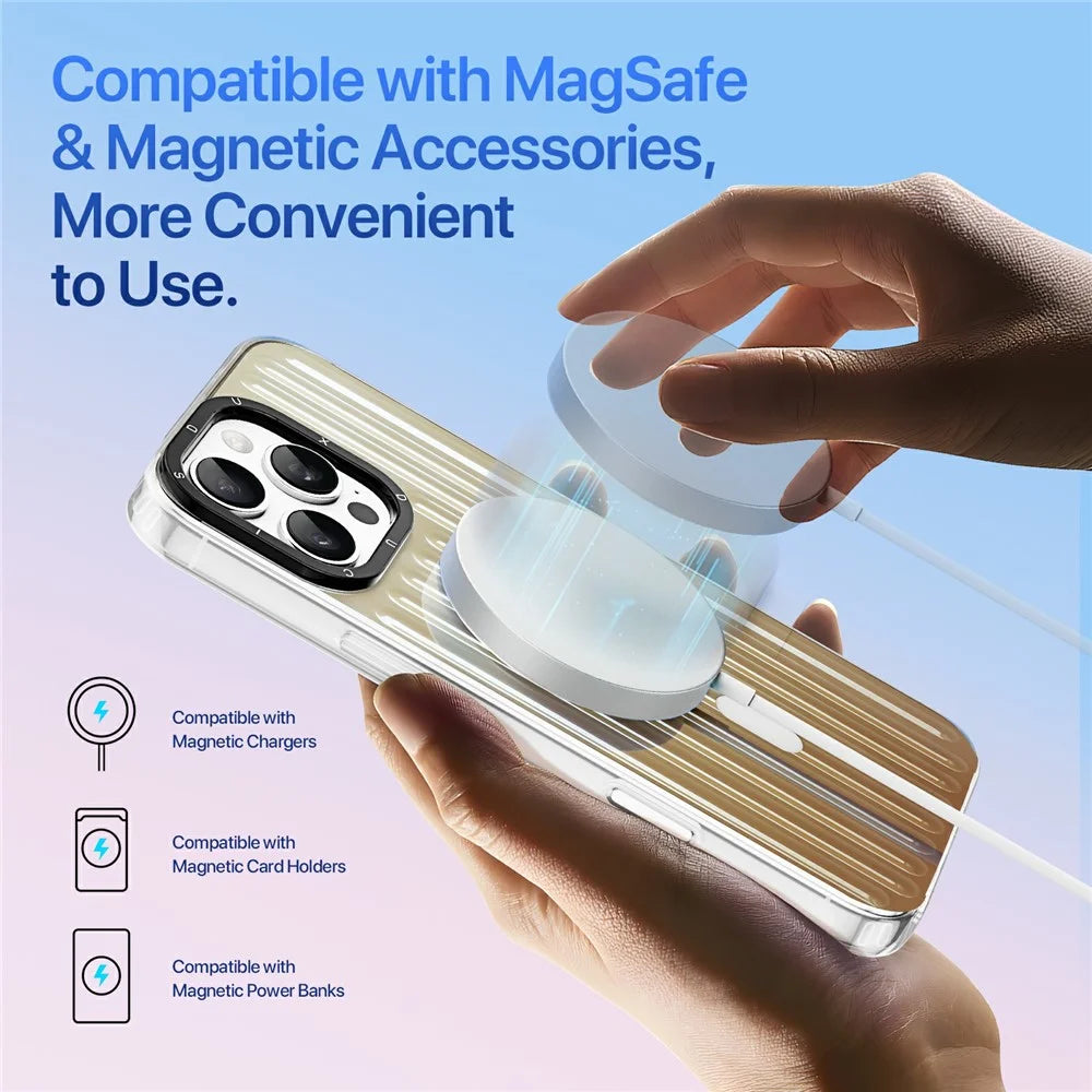 DUX DUCIS Zest Series For iPhone 16 Pro Case Compatible with MagSafe Gradient TPU + PET Phone Cover - Desert Gold - 3