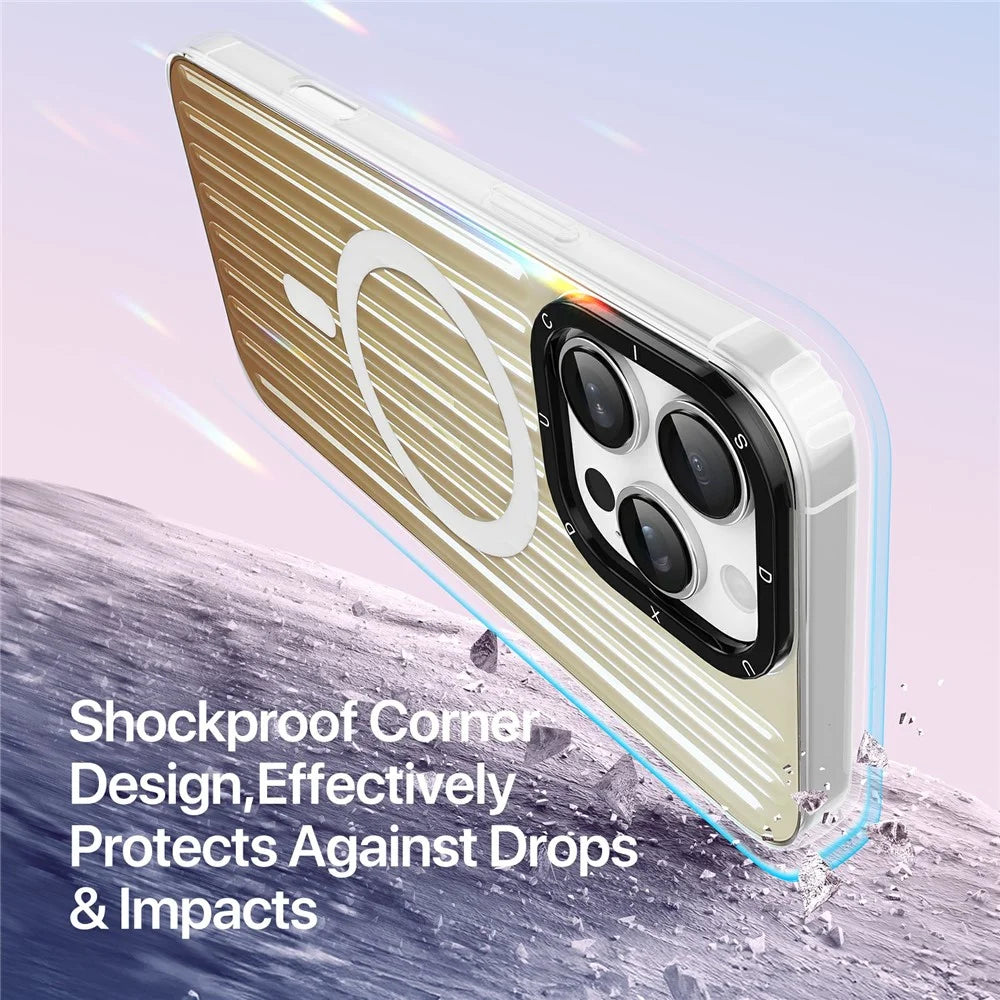 DUX DUCIS Zest Series For iPhone 16 Pro Case Compatible with MagSafe Gradient TPU + PET Phone Cover - Desert Gold - 4