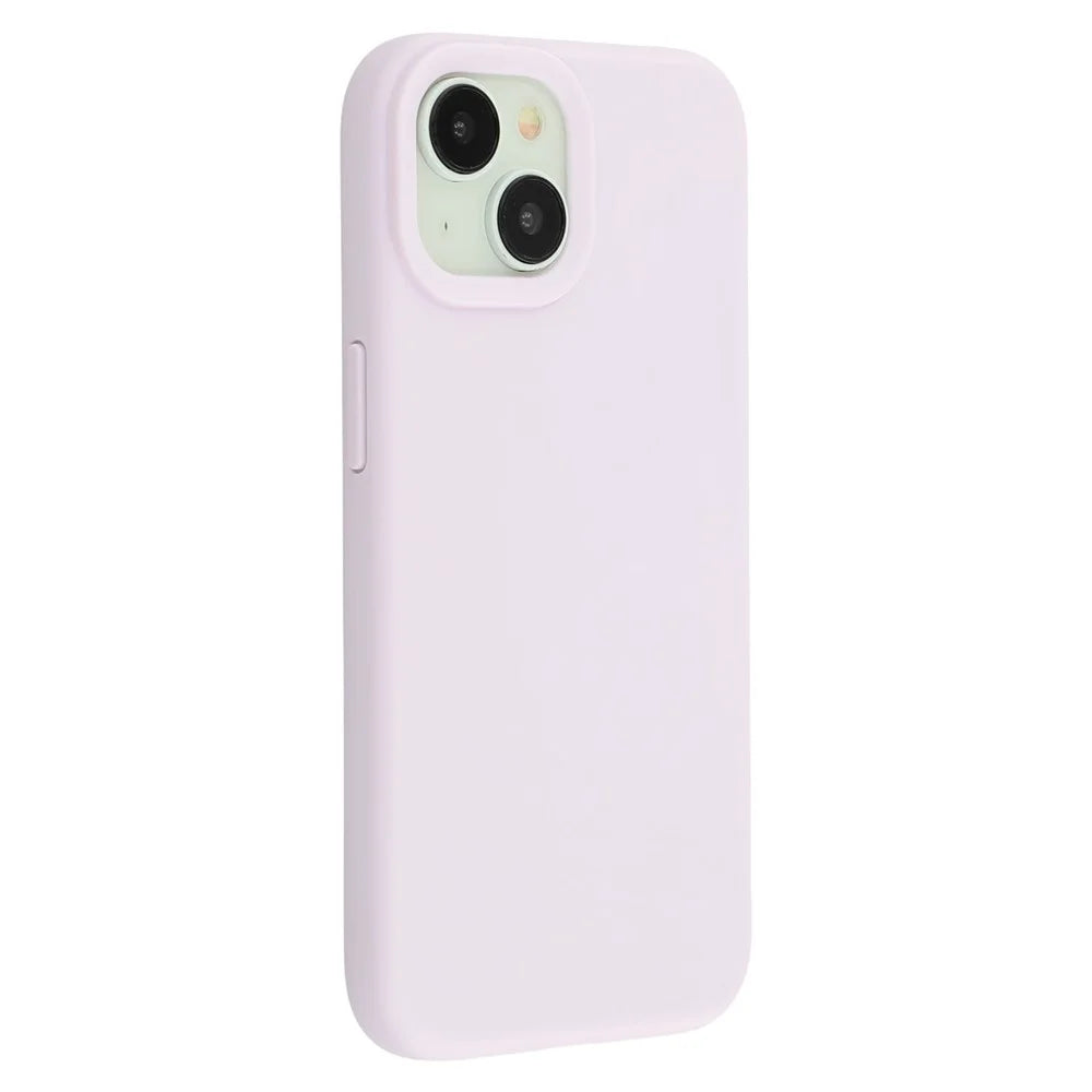 For iPhone 14 Case 2.0mm Thick Solid Color Soft TPU Phone Back Cover Large Lens Cutout - Light Purple - 1