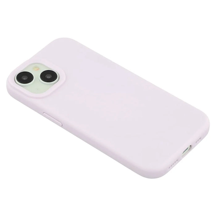 For iPhone 14 Case 2.0mm Thick Solid Color Soft TPU Phone Back Cover Large Lens Cutout - Light Purple - 6